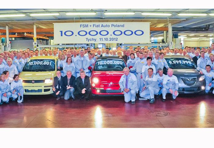 Ένα Fiat 500C Lounge, είναι το υπ αριθμόν 10.000.000 όχημα, από τη γραμμή παραγωγής της Πολωνίας. 